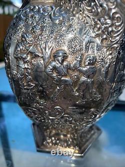 Barbour Silver Plate Co Figural Dutch Art Repousse Tall Ice Tea Water Pitcher
