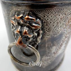 Barker Brothers Silver Plate Tea Caddy With Lion Head Handles England Circa 1930