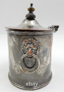 Barker Brothers Silver Plate Tea Caddy With Lion Head Handles England Circa 1930