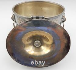 Barker Brothers Silver Plate Tea Caddy With Lion Head Handles England Circa 1930