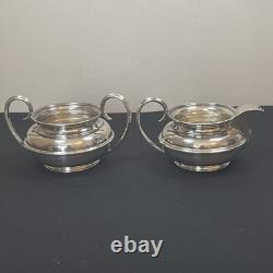 Barker Ellis 4 Piece Tea Set Creamer Sugar Silverplate Made in England Vintage
