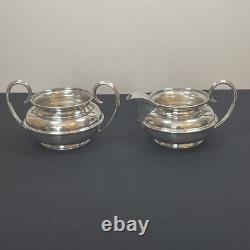 Barker Ellis 4 Piece Tea Set Creamer Sugar Silverplate Made in England Vintage