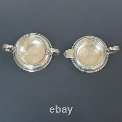 Barker Ellis 4 Piece Tea Set Creamer Sugar Silverplate Made in England Vintage