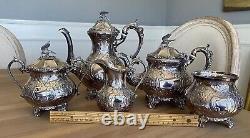 Barker Ellis 5 Piece Plated Tea Set Silverplate Eagle England Vintage