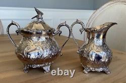 Barker Ellis 5 Piece Plated Tea Set Silverplate Eagle England Vintage