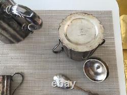 Barker Ellis Edwardian Engraved Silver Plate 4 Piece Tea Set