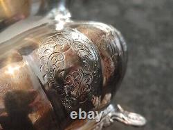 Barker Ellis England Ribbed Flowered Silver Plate Coffee Tea Set