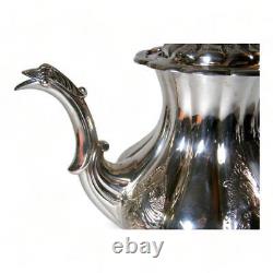 Barker Ellis England Silver Plate Tea Coffee Set Melon Shaped with Dragon Spout