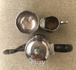 Barker Ellis English Silver Plate 3 Piece Tea/coffee Set Pot Creamer Sugar Mint