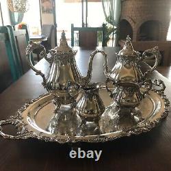 Baroque By Wallace 5 Piece Tea Service Set. Silver Plated Beautiful Condition