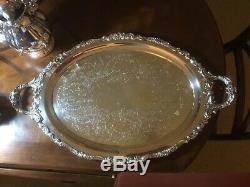 Baroque By Wallace Silverplate 7 Piece Tea Service Estate Quality Vintage