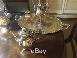 Baroque By Wallace Silverplate 7 Piece Tea Service Estate Quality Vintage