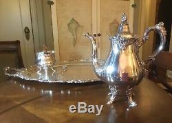 Baroque By Wallace Silverplate 7 Piece Tea Service Estate Quality Vintage