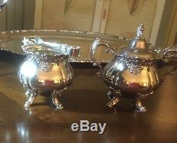 Baroque By Wallace Silverplate 7 Piece Tea Service Estate Quality Vintage