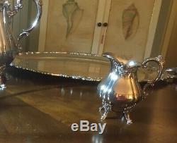 Baroque By Wallace Silverplate 7 Piece Tea Service Estate Quality Vintage