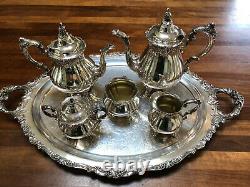 Baroque Tea & Coffee Set by Wallace 6 piece Vintage Siverplate Set