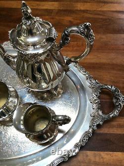 Baroque Tea & Coffee Set by Wallace 6 piece Vintage Siverplate Set