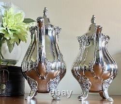 Baroque, Wallace (Older Edition)-Silverplate-5pc-Large Tray-Tea/Coffee Set