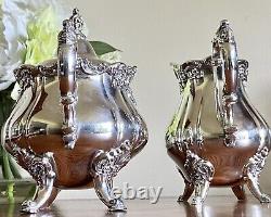 Baroque, Wallace (Older Edition)-Silverplate-5pc-Large Tray-Tea/Coffee Set