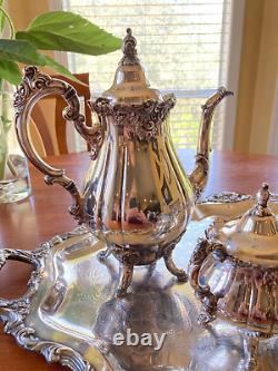 Baroque, Wallace, Silverplate Coffee/Tea Service, Coffee, Tea, Sugar, Cream, Tea