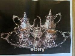 Baroque by Wallace, Full Silverplate 6-pc tea & coffee Service Good Condition
