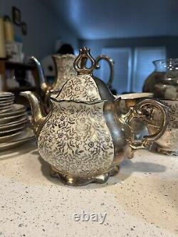 Bavaria China Tea/Coffee Set Silver And White Floral