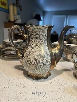 Bavaria China Tea/Coffee Set Silver And White Floral