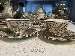 Bavaria China Tea/Coffee Set Silver And White Floral