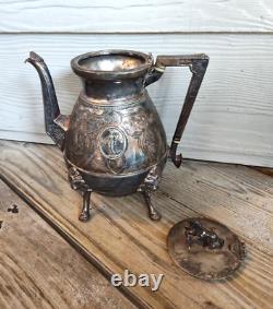 Beautiful 4pc. Victorian Silverplate Tea Set withHorse Finials Webster & Co. N. Y