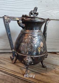 Beautiful 4pc. Victorian Silverplate Tea Set withHorse Finials Webster & Co. N. Y