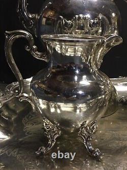 Beautiful Antique 7 Piece Theodore B Starr Silverplate Tea Service Set