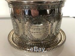 Beautiful Chased Silver Plated Biscuit Barrel/tea Caddy Engraved 1873