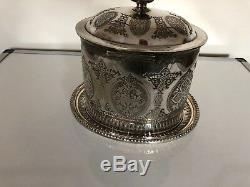 Beautiful Chased Silver Plated Biscuit Barrel/tea Caddy Engraved 1873