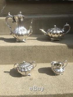 Beautiful Hand Chased 5 Pc Sheffield Silver Plated Tea Set