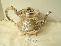 Beautiful Silverplate Tea Set 6pc Silver On Copper