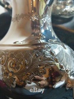 Beautiful Victorian Style Silver Plated Engraved Tea Set4 byHamilton & Laidlaw