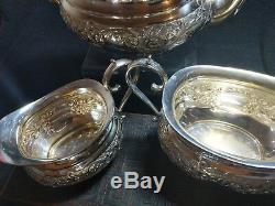 Beautiful Victorian Style Silver Plated Engraved Tea Set4 byHamilton & Laidlaw