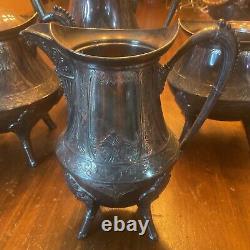 Beautiful Vintage 4 Pc Engraved Roger's Silver Co. Silver Plate Tea Set
