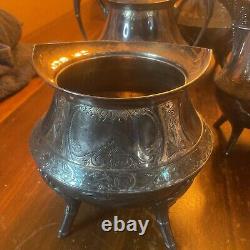 Beautiful Vintage 4 Pc Engraved Roger's Silver Co. Silver Plate Tea Set