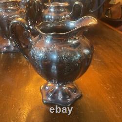 Beautiful Vintage 5 Pc Engraved Forbes Silver Co. Silver Plate Tea Set