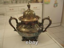 Beautiful Vintage Ornate Derby Silver Co. 4 Piece Tea Set Quadruple Plate