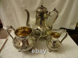 Beautiful Vintage Ornate James Dixon & Sons Epbm Silver Plated 3 Piece Tea Set