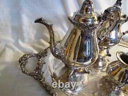 Beautiful Wallace Baroque Silverplate 5 Piece Tea Set