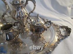 Beautiful Wallace Baroque Silverplate 5 Piece Tea Set