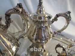 Beautiful Wallace Baroque Silverplate 5 Piece Tea Set