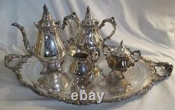 Beautiful Wallace Baroque Silverplate 5 Piece Tea Set