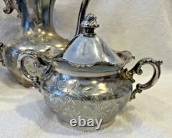 Beautiful, ornate Antique Silver Plated 4 Piece Tea Coffee Set A. Frankfield