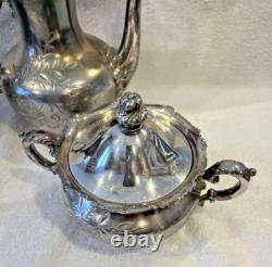 Beautiful, ornate Antique Silver Plated 4 Piece Tea Coffee Set A. Frankfield
