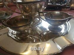 Benedict Silver Plate Co Set Of 4 Platter Coffe / Tea Cup Vintage