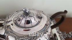 Birks Silver Gadroon & Shell Tray Tea Coffee Set Bakelite Handles Nut Finials